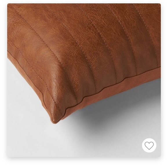 Faux Leather Decorative Lumbar Pillow